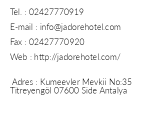 Jadore Deluxe Hotel & Spa iletiim bilgileri